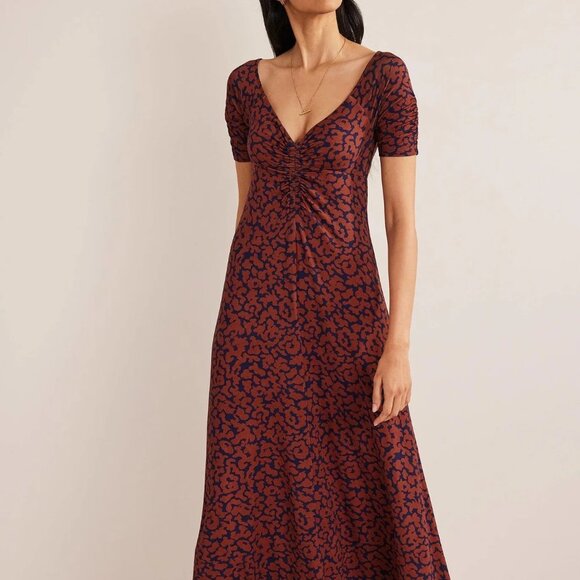 Boden Ruched Front Jersey Midi Dress Womens Size 8R NWT - Picture 1 of 12